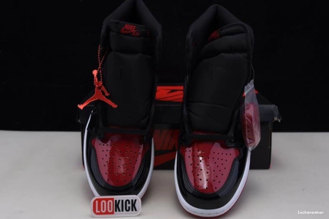 Cheap LUCY Air Jordan High Patent 555088-063 Bred OG 1 0731